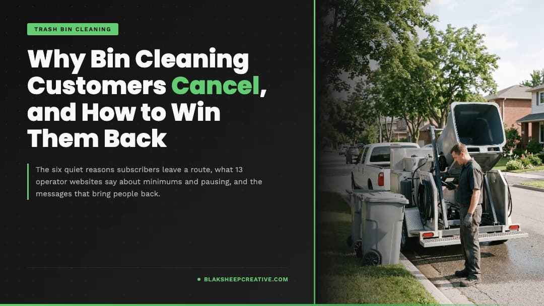 BlakSheep Creative featured graphic: Why Bin Cleaning Customers Cancel, and How to Win Them Back