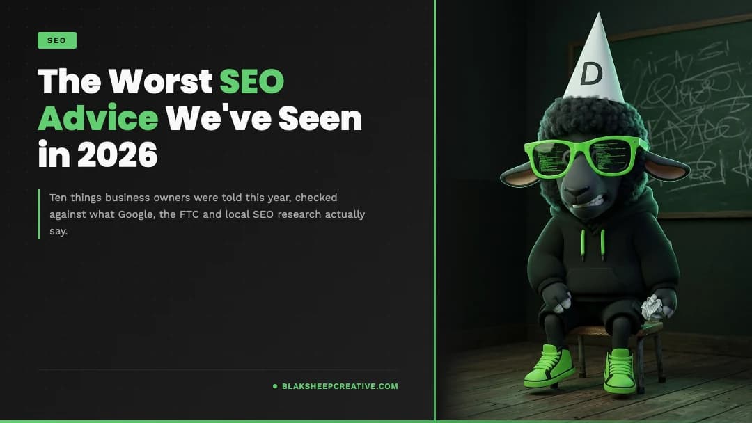 BlakSheep Creative featured graphic: The Worst SEO Advice We've Seen in 2026