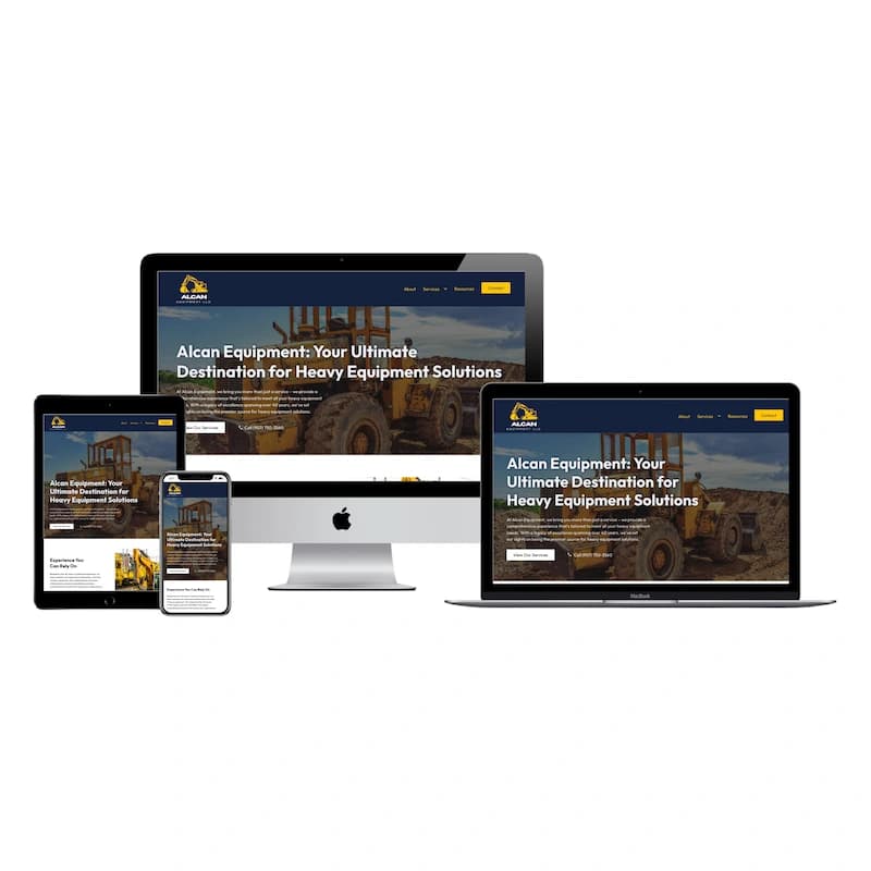 alcan equipment website mockup responsive devices