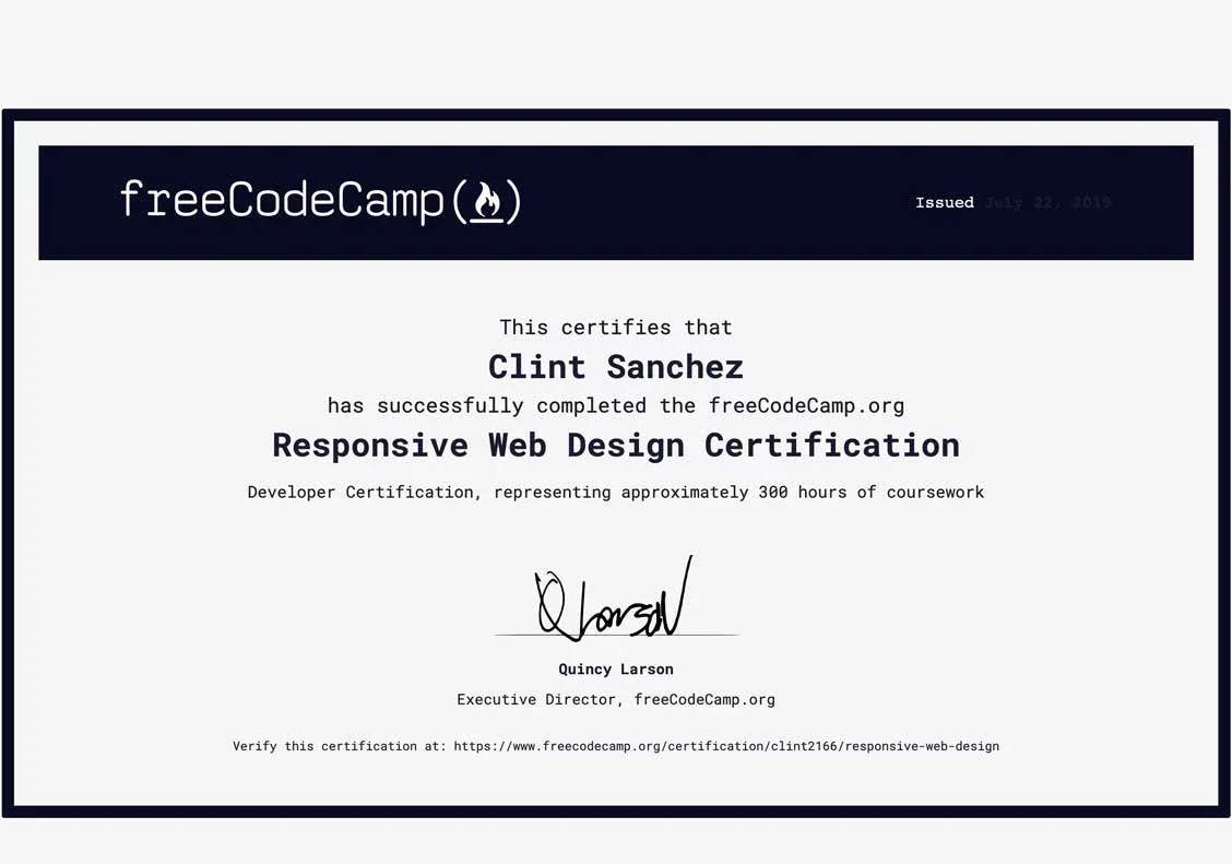 clint sanchez codecamp web design certification