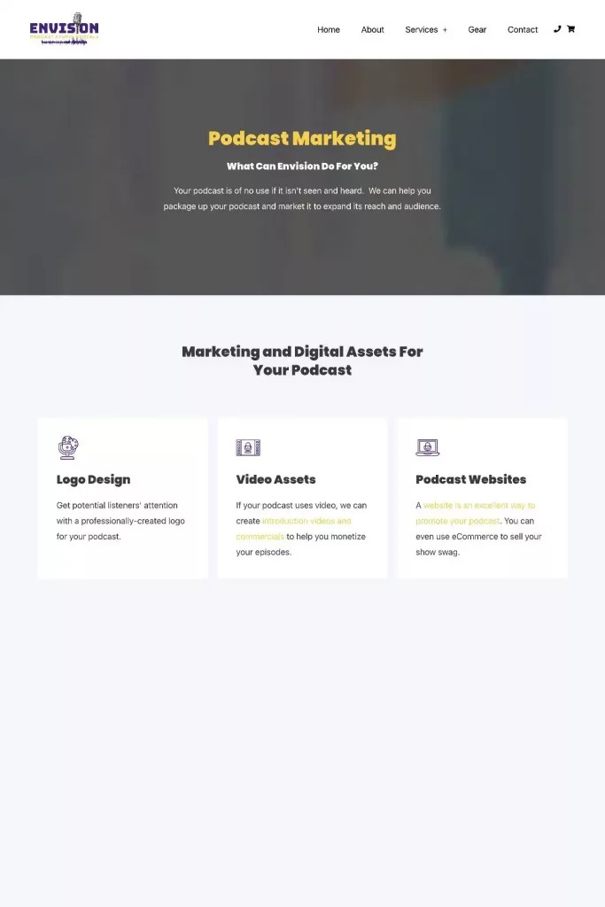 https envisionpodcaststudio.com services podcast marketing