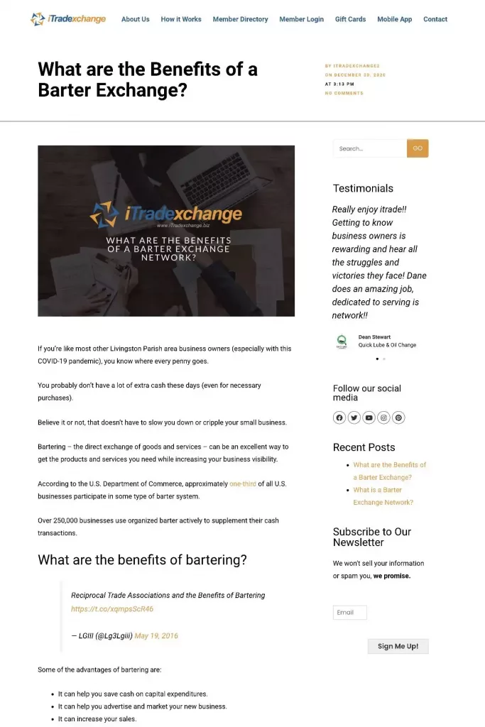https itradexchange.biz itradexchange barter exchange network benefits