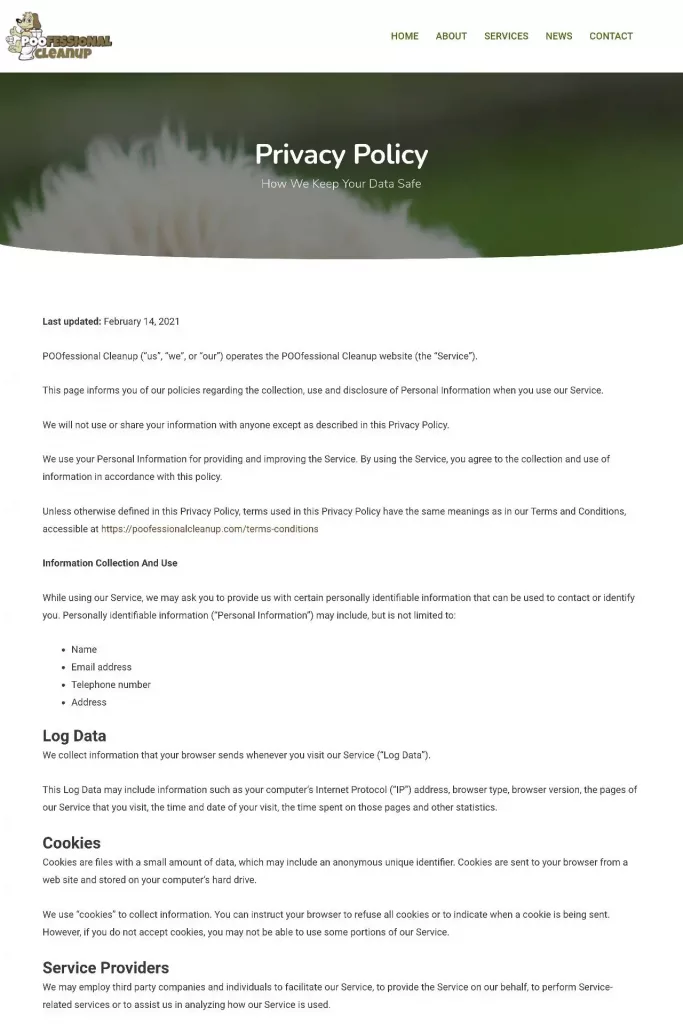 https poofessionalcleanup.com privacy policy