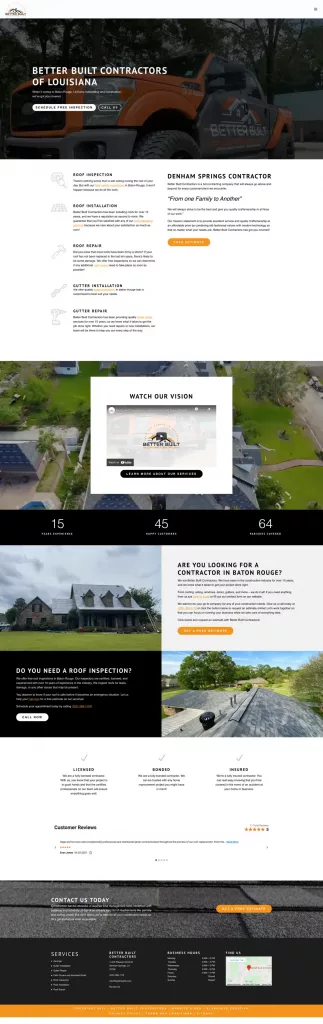 better built contractors denham springs webside development home page screenshot