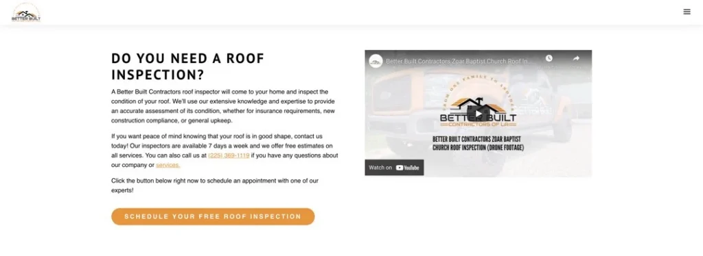 website AIDA framework copywriting example better built ccontractors