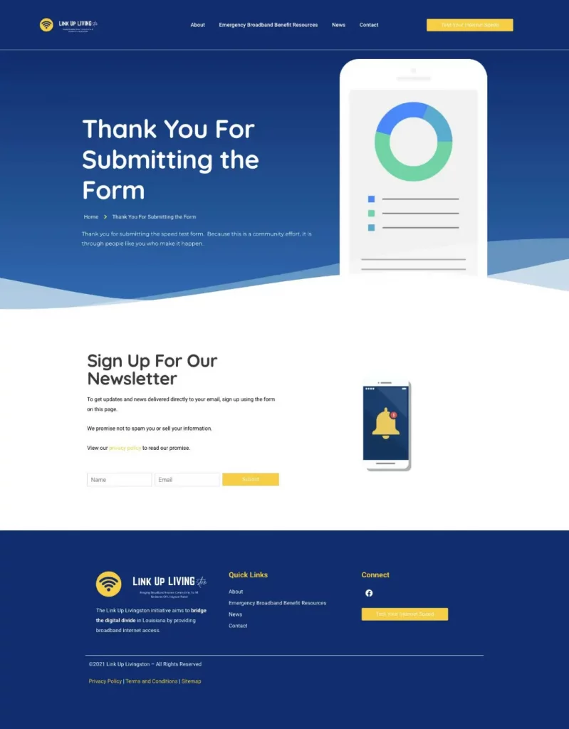 https linkuplivingston com speed test confirmation form