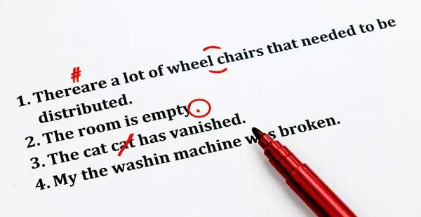 bad grammar and spelling on landing page concept