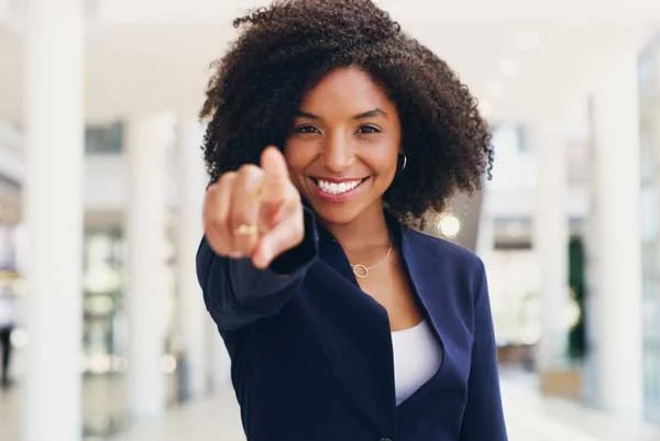 person pointing you website landing page concept