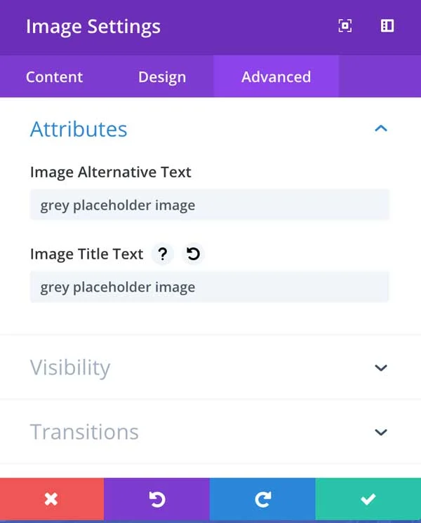 properly completed divi image module SEO information