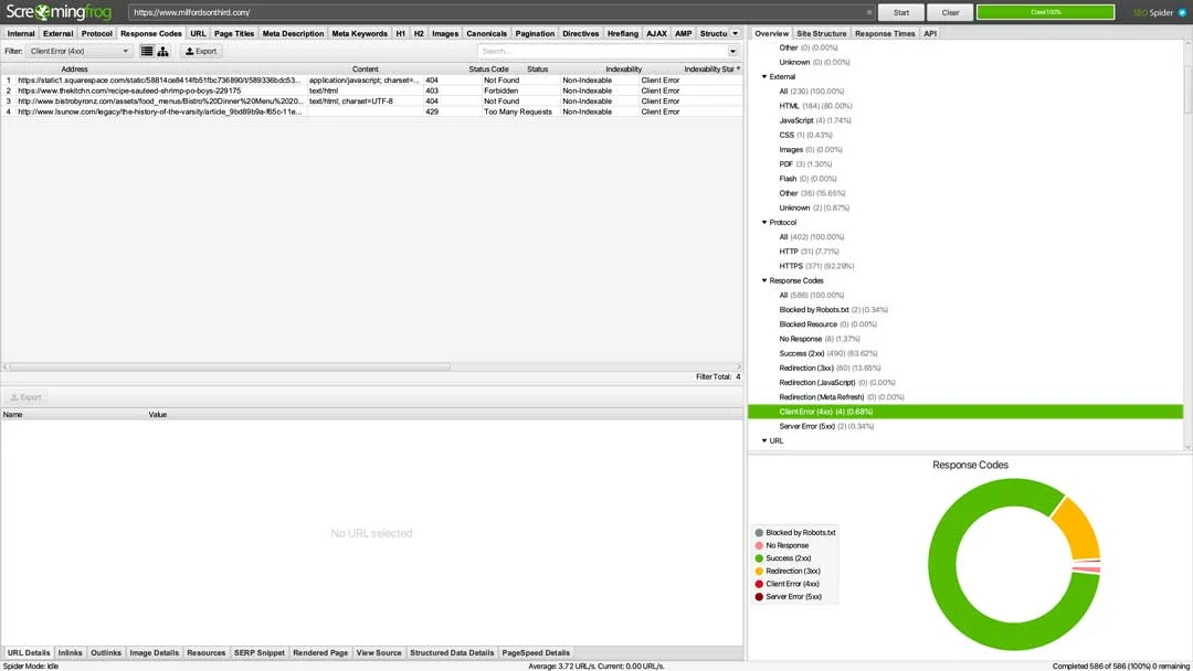 screaming frog SEO tutorial 404 response codes