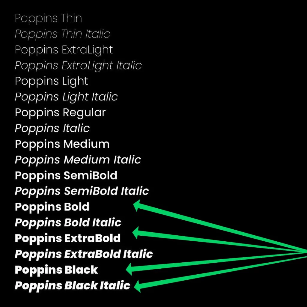 poppins font family not too bold