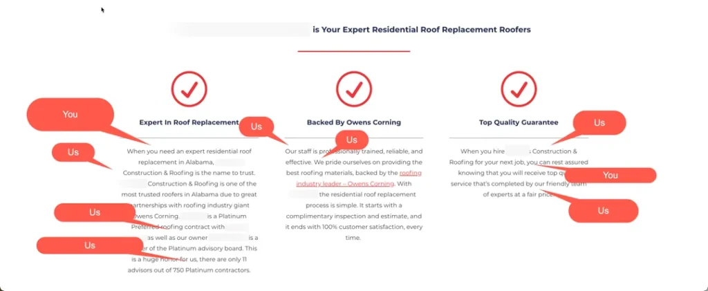 self focused website copy