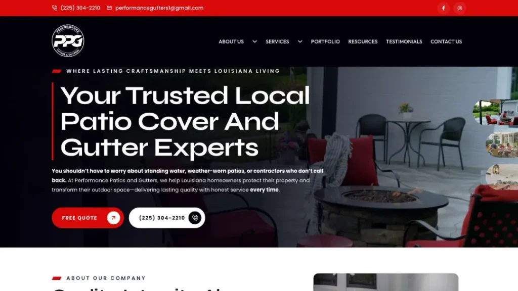 new https performancepatioandgutters.com 