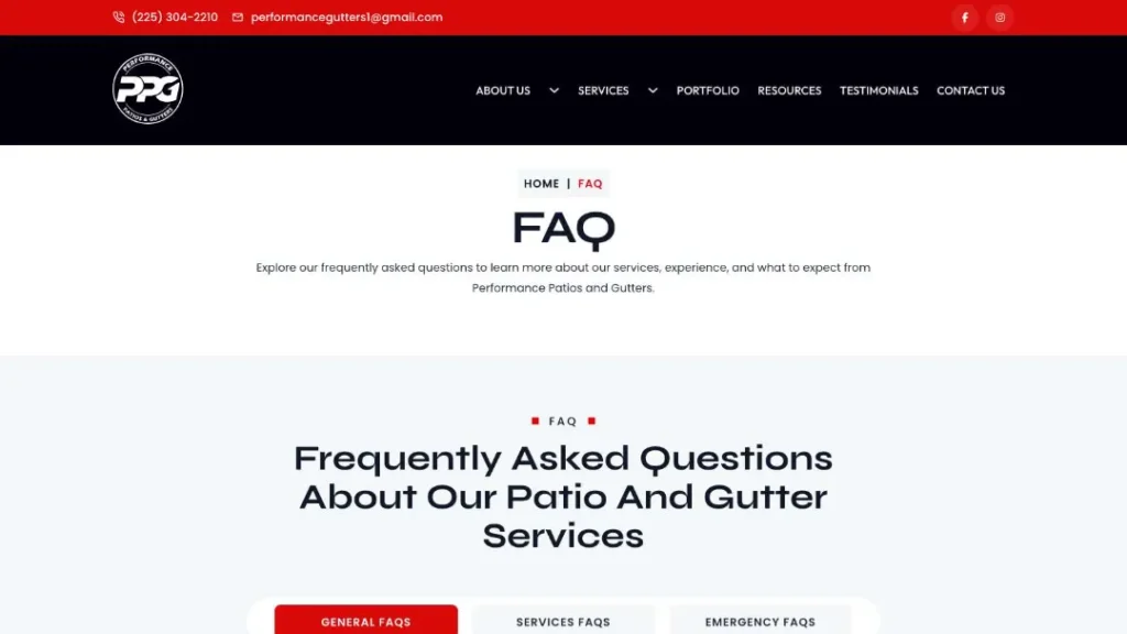 new https performancepatioandgutters.com faq 