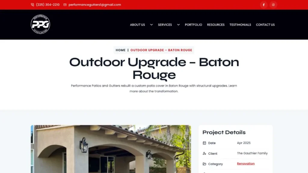 new https performancepatioandgutters.com projects outdoor upgrade baton rouge 