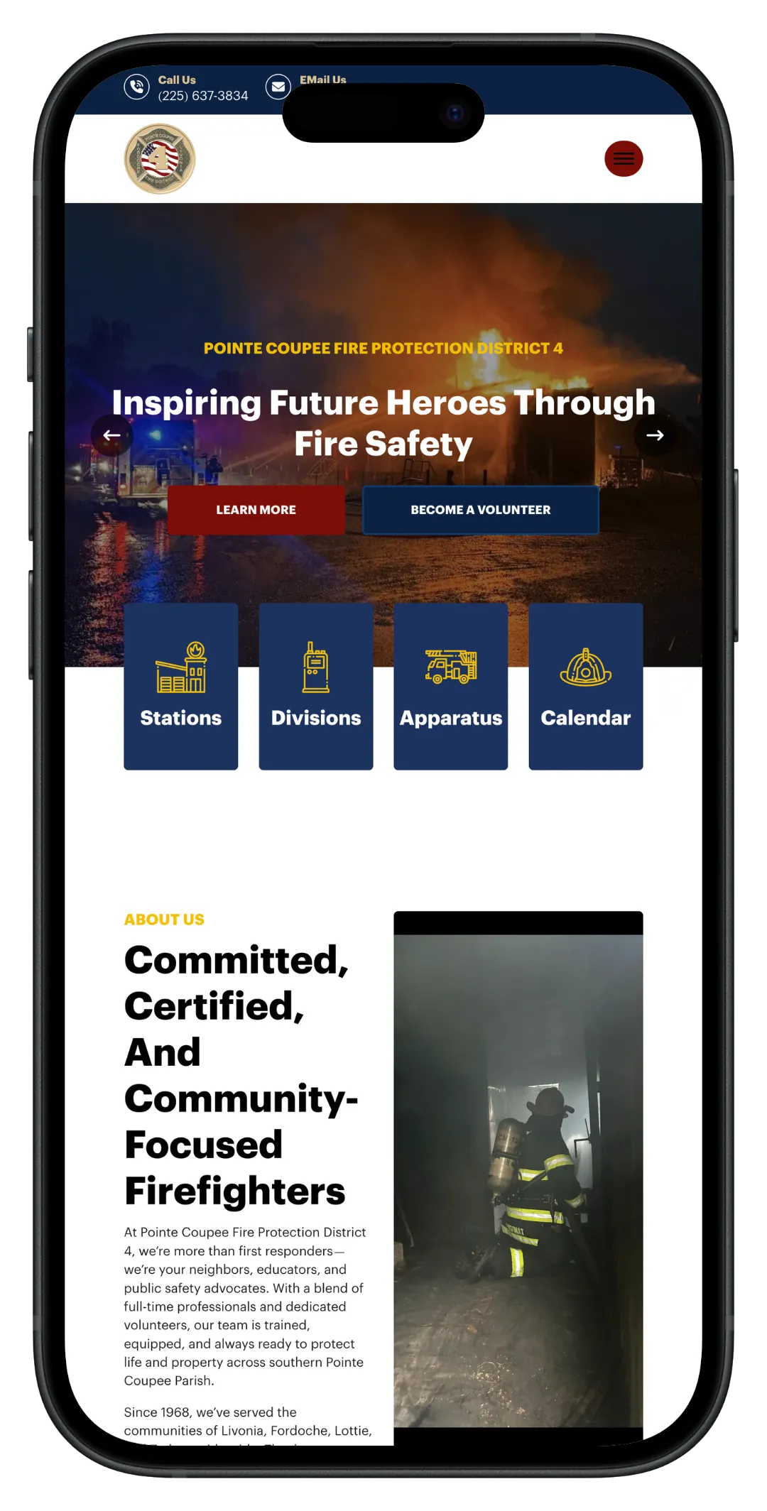 iphone mockup of pcfd4.org portrait