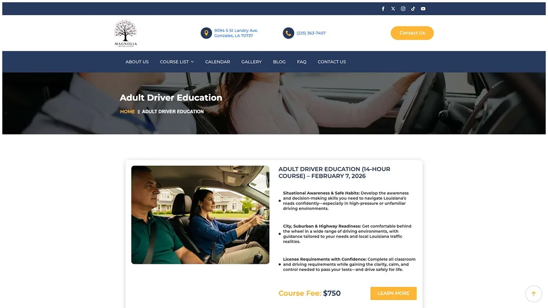 magnoliadrivingacademy.com adult driver education 