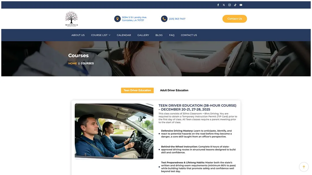 magnoliadrivingacademy.com courses 