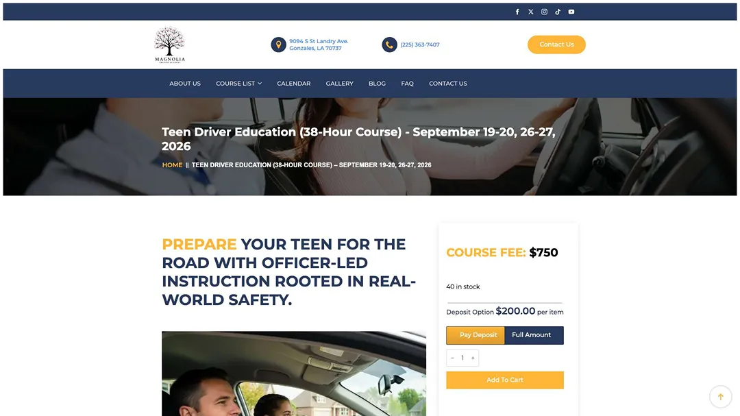 magnoliadrivingacademy.com courses teen driver education september2026 