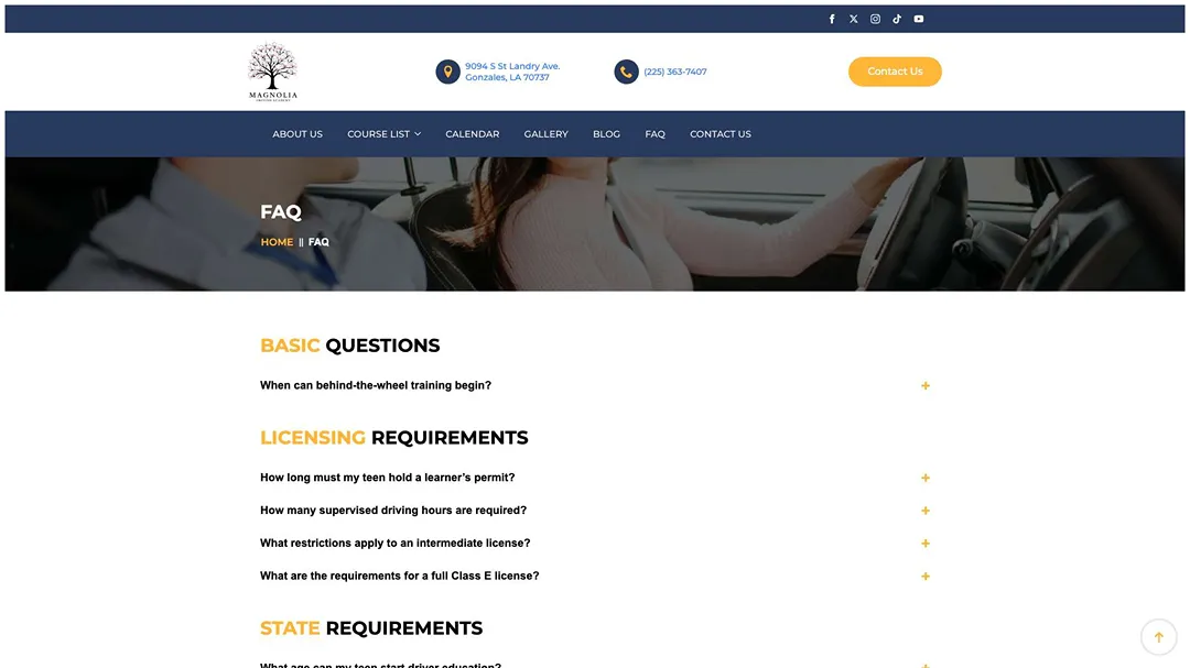 magnoliadrivingacademy.com faq 