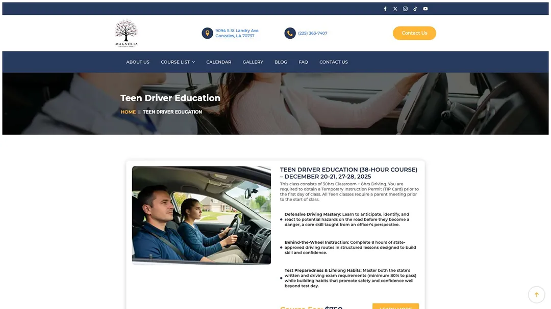 magnoliadrivingacademy.com teen driver education 