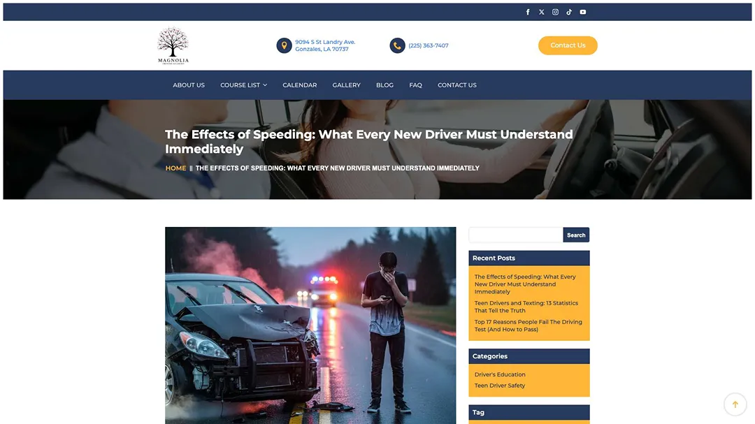 magnoliadrivingacademy.com teen driver safety effects of speeding teen drivers 
