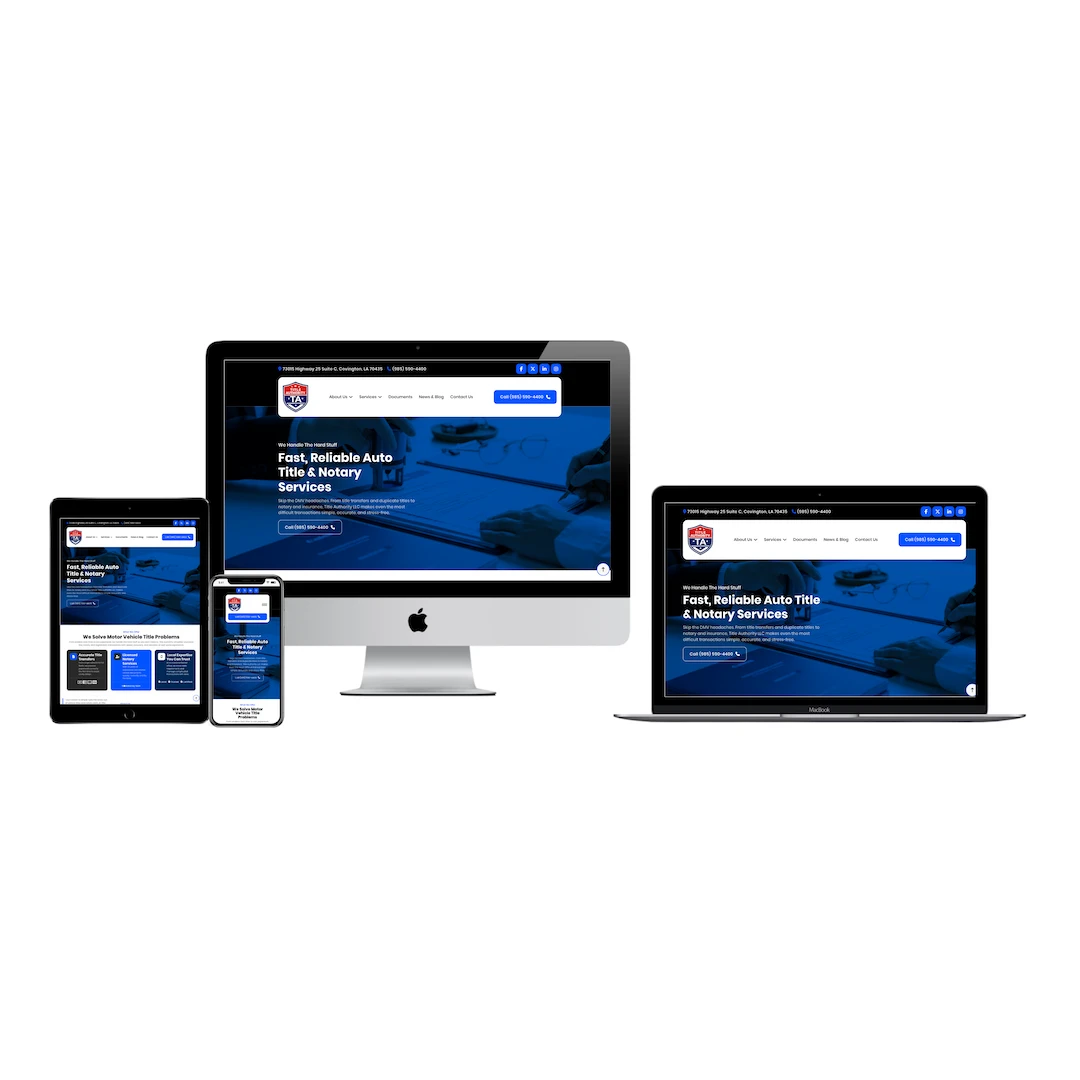 Title Authority website shown on desktop, tablet and phone