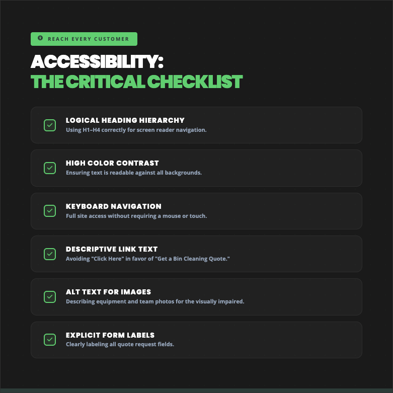 list accessibility the critical checklist