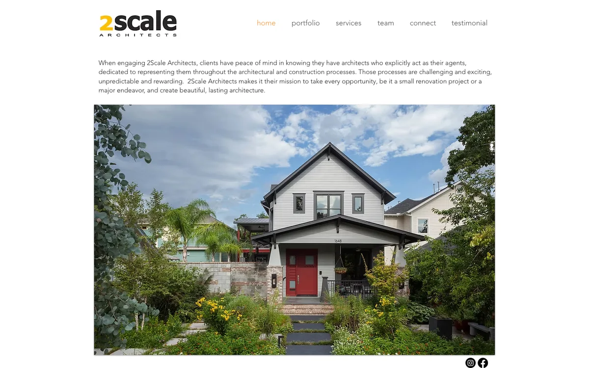 2Scale Architects architecture firm website homepage, captured 2026