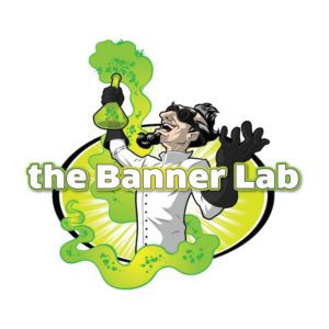 banner lab custom scientist logo