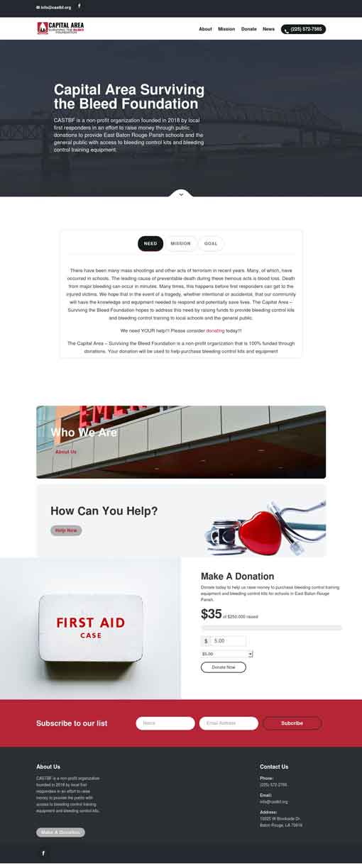 capital area surviving the bleed foundation website screenshot