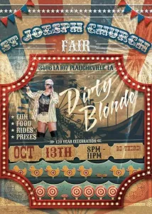 dirty blonde cover band church event flyer