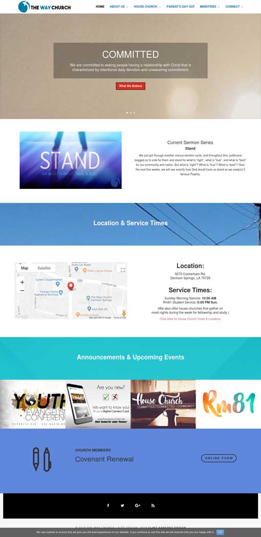 the way church denham springs website screenshot