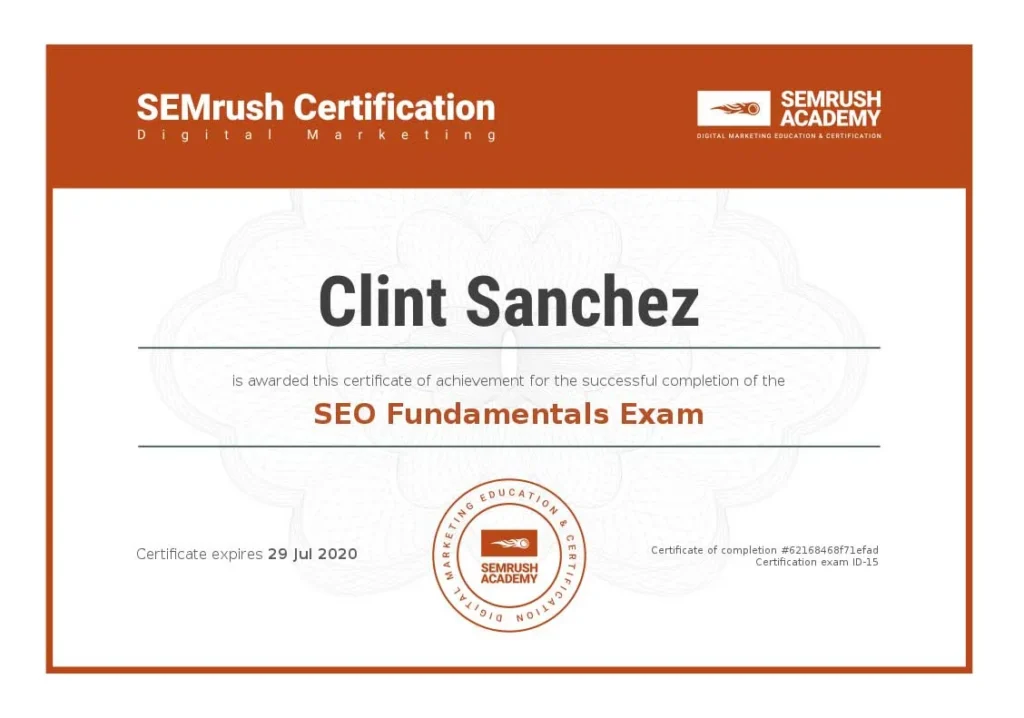 Certificate seo fundamentals exam