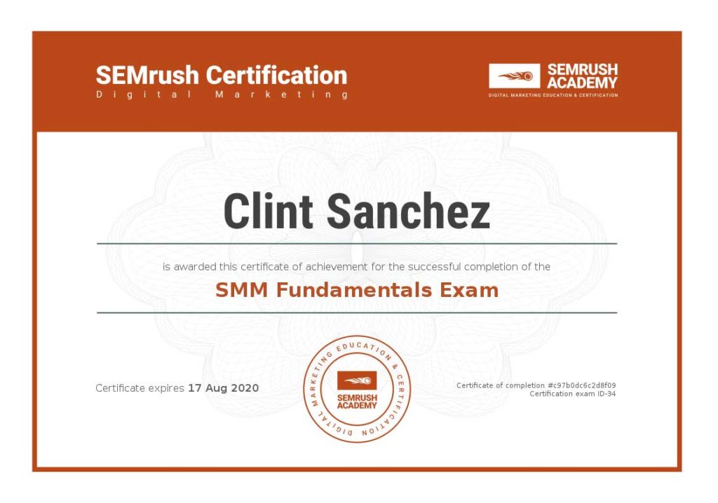 Certificate smm fundamentals exam