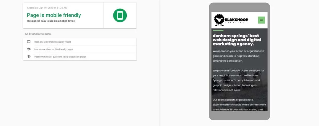 blaksheep creative google mobile friendly responsive test