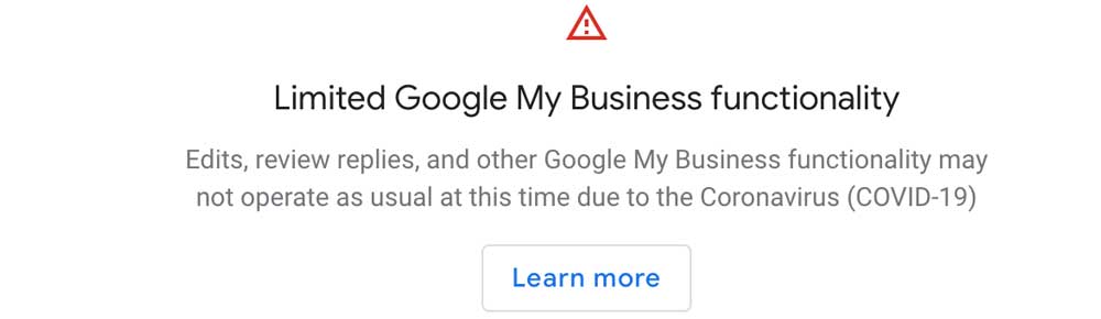 limited google my business functionality during covid 19