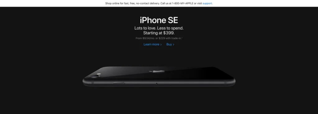 learn more with apples call to action on their website