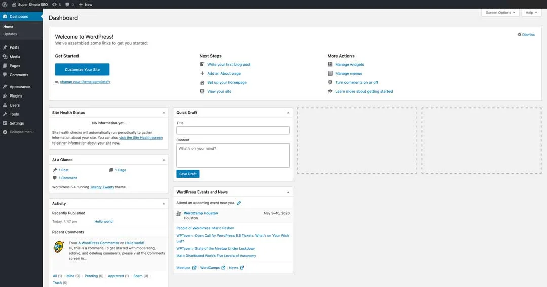 wordpress best cms for website new wordpress dashboard for super simple seo class