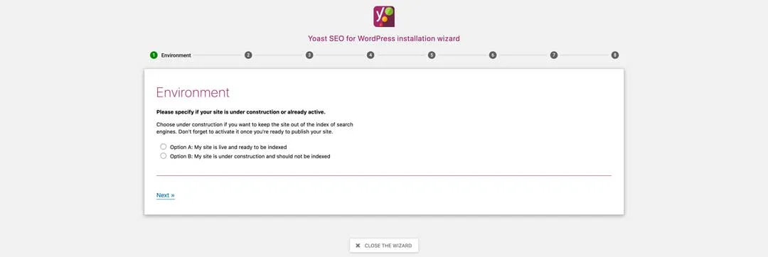 yoast configuration wizard setup box