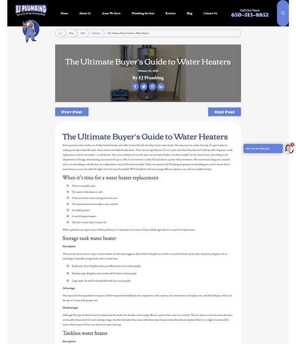 plumbers buyers guide blog post ideas