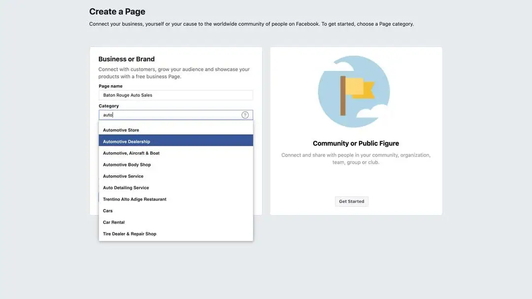 create facebook business page name your business