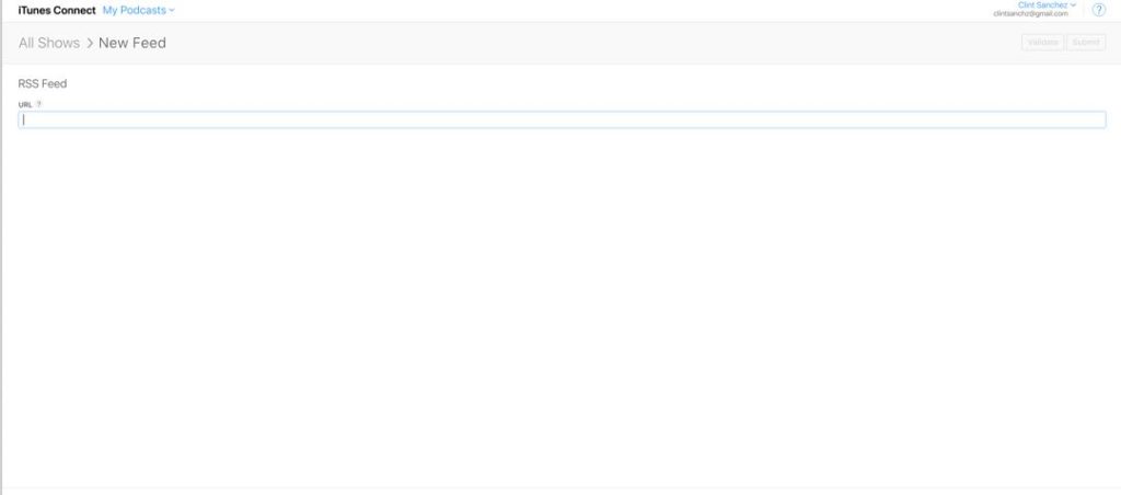 apple podcast connect setup enter url to validate