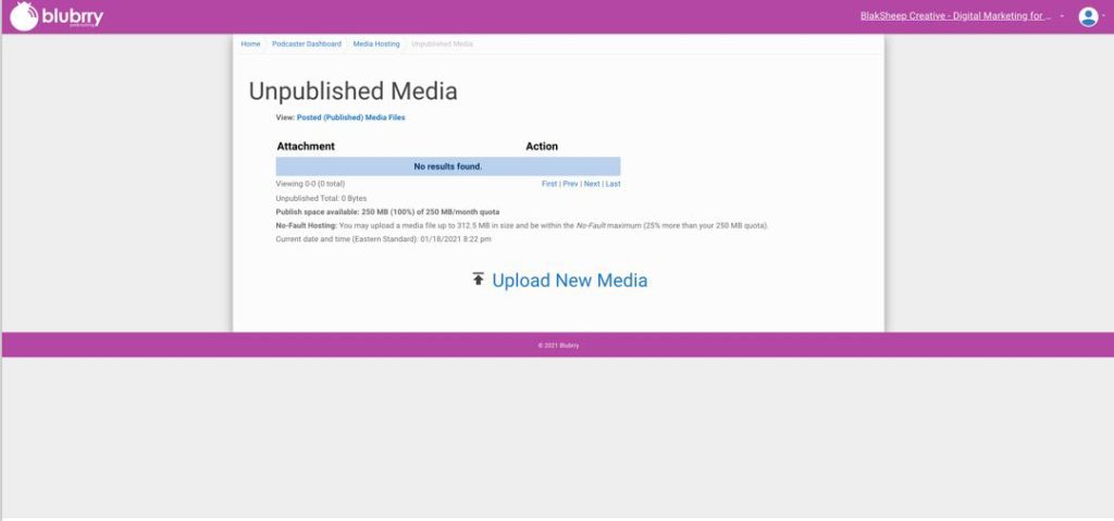 blubrry podcast wordpress website add new media tutorial