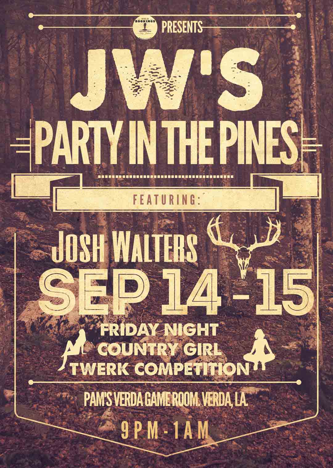 josh walters party in the pines typography flyer 1