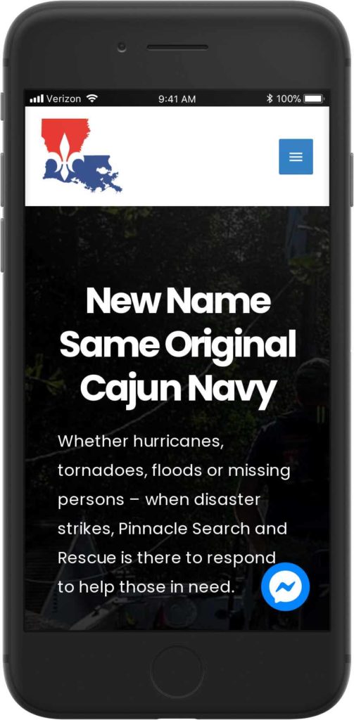 pinnacle search and rescue cajun navy website design baton rouge