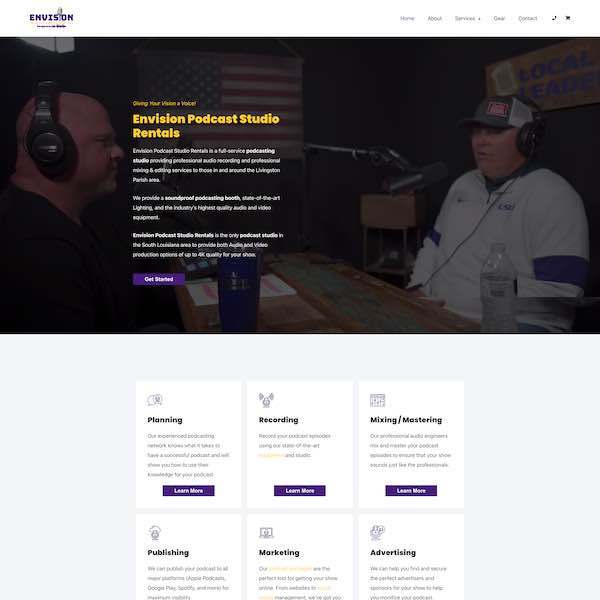 envision podcast studio rentals pay by the month website design