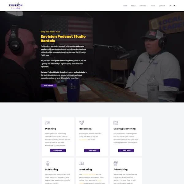 envision podcast studio rentals pay by the month website design