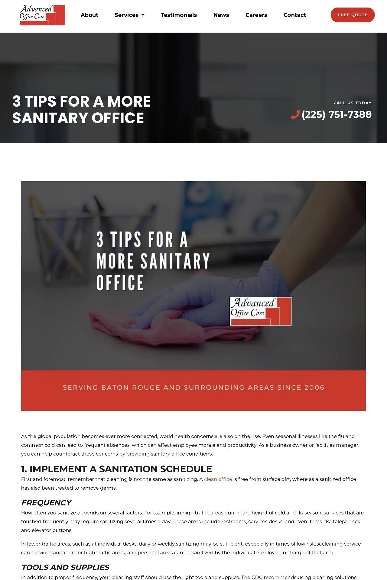 baton rouge cleaning company website design development https aocla.com cleaning 3 tips for a more sanitary office