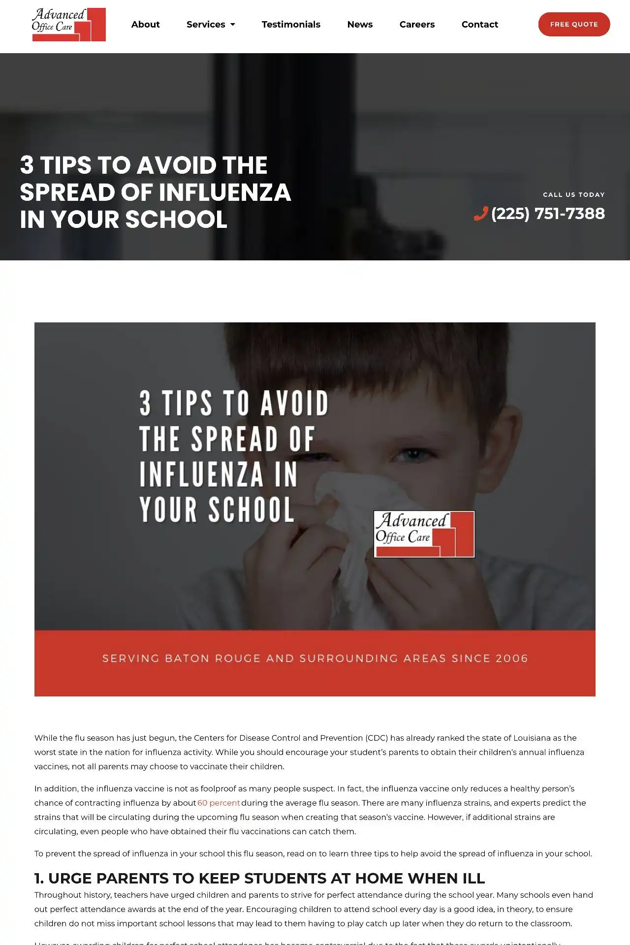 baton rouge cleaning company website design development https aocla.com cleaning 3 tips to avoid the spread of influenza in your school